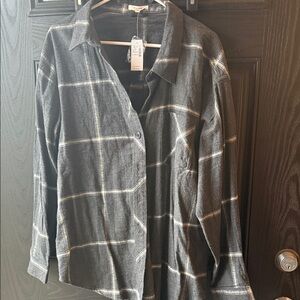 Maurices Charcoal Plaid Button-Up Shacket